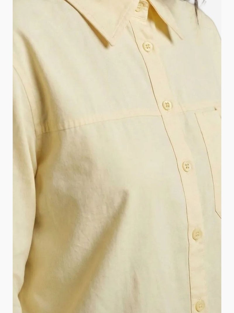 Camisa comprida de algodão texturizado my fashion Amarelo-limão - Kiabi