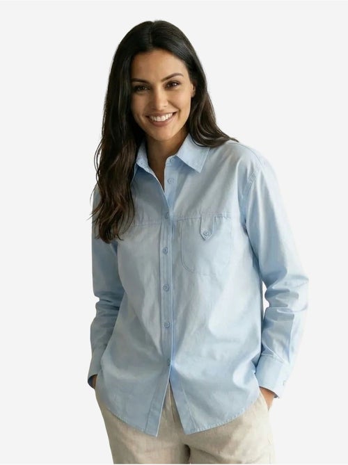 Camisa comprida de algodão texturizado my fashion - Kiabi Camisa comprida de algodão texturizado my fashion - Kiabi