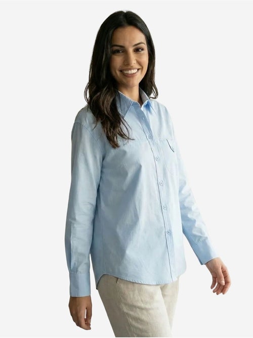 Camisa comprida de algodão texturizado my fashion - Kiabi Camisa comprida de algodão texturizado my fashion - Kiabi