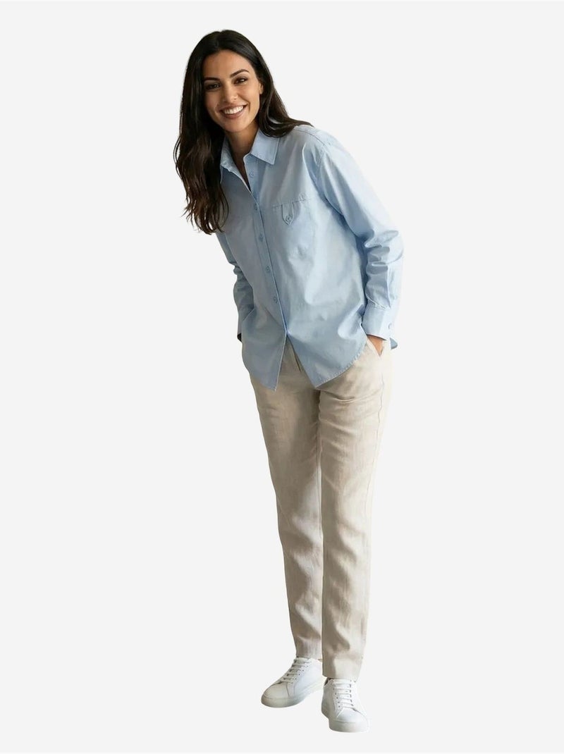 Camisa comprida de algodão texturizado my fashion Azul-céu - Kiabi