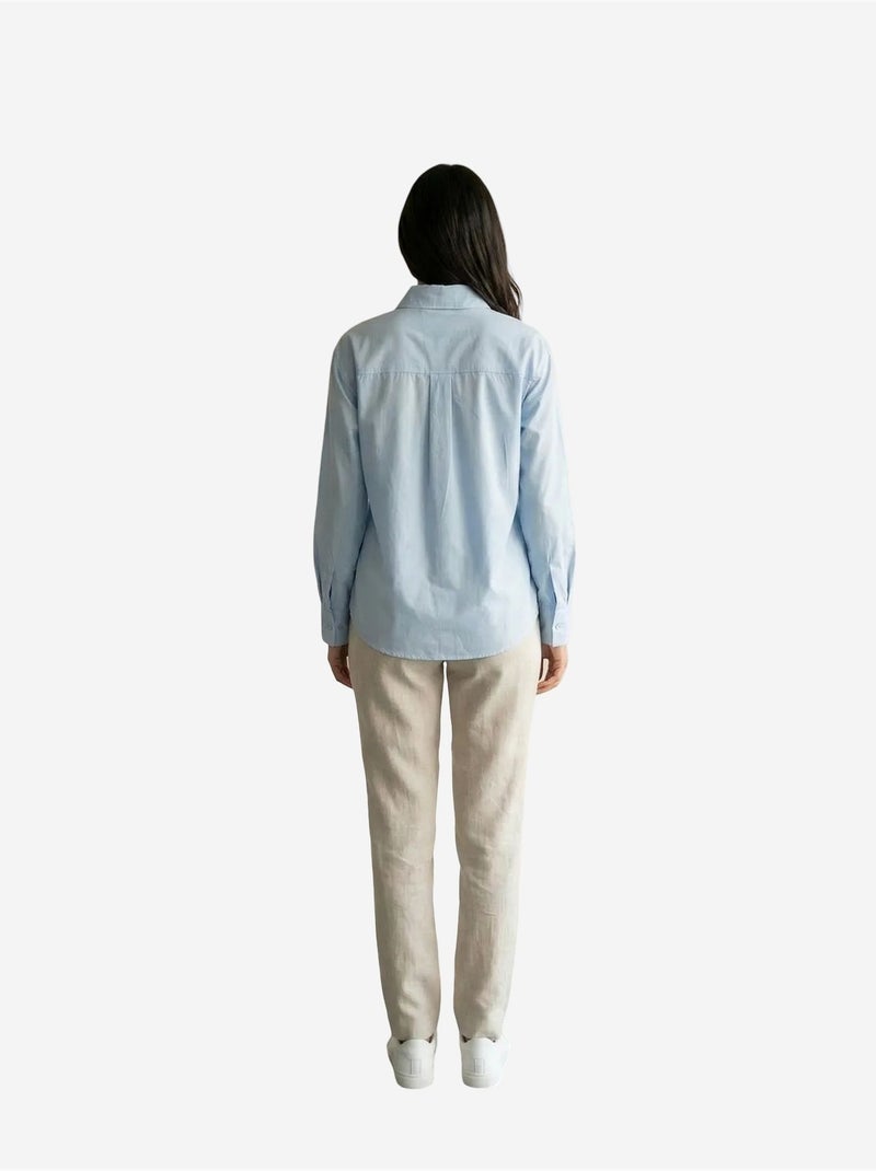 Camisa comprida de algodão texturizado my fashion Azul-céu - Kiabi