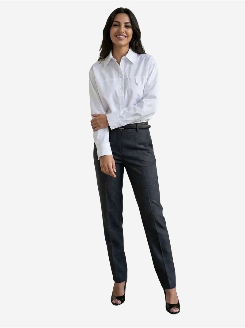 Camisa comprida de algodão texturizado my fashion Branco - Kiabi
