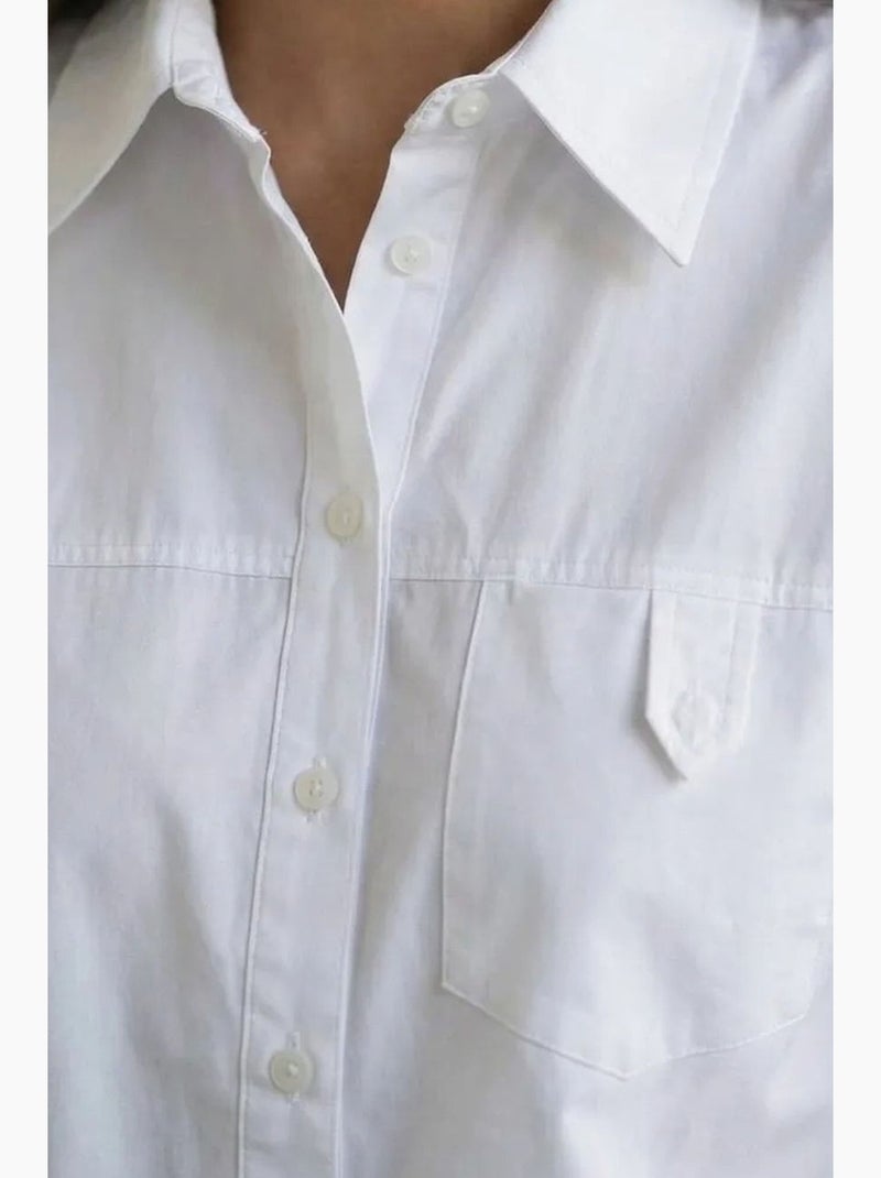Camisa comprida de algodão texturizado my fashion Branco - Kiabi