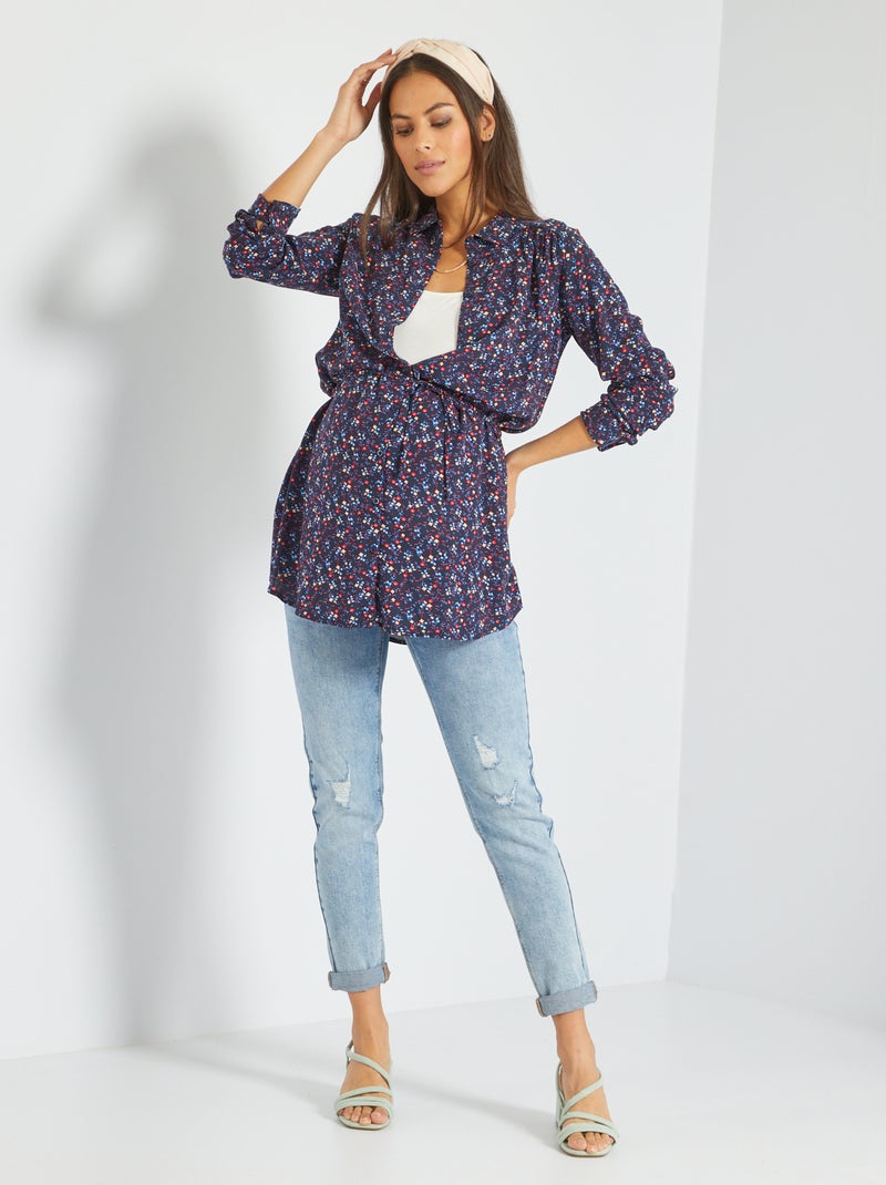 Camisa comprida de grávida AZUL - Kiabi