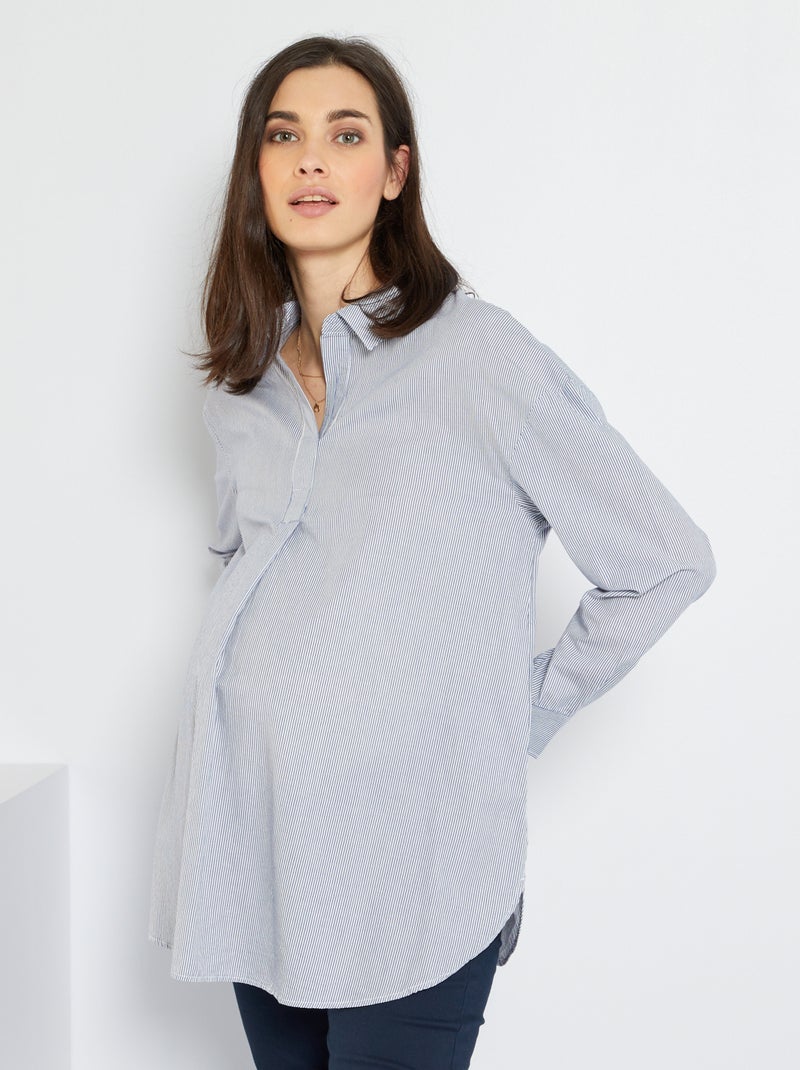 Camisa comprida de grávida AZUL - Kiabi