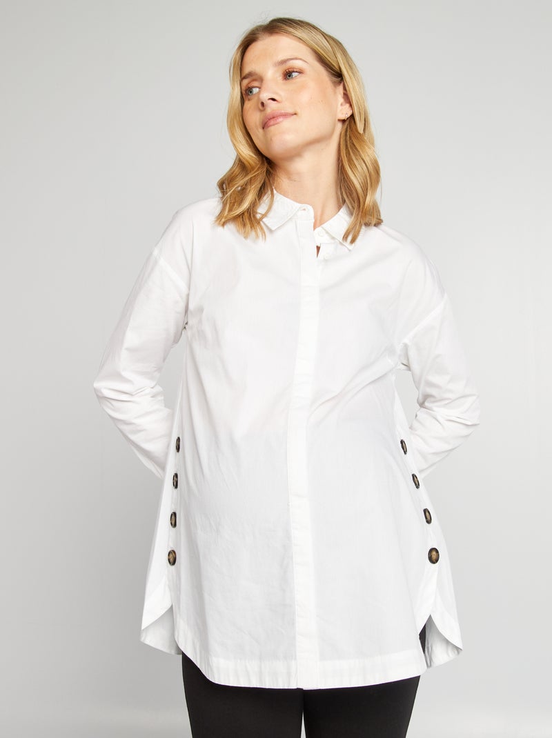 Camisa comprida de grávida em algodão Branco - Kiabi