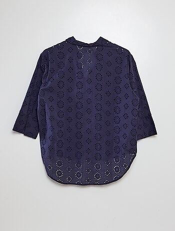 Camisa comprida de manga 3/4 e bordado inglês 'JDY'