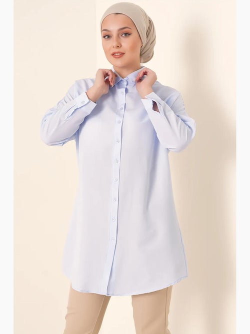 Camisa comprida de popelina com fecho de botões bdart - Kiabi Camisa comprida de popelina com fecho de botões bdart - Kiabi