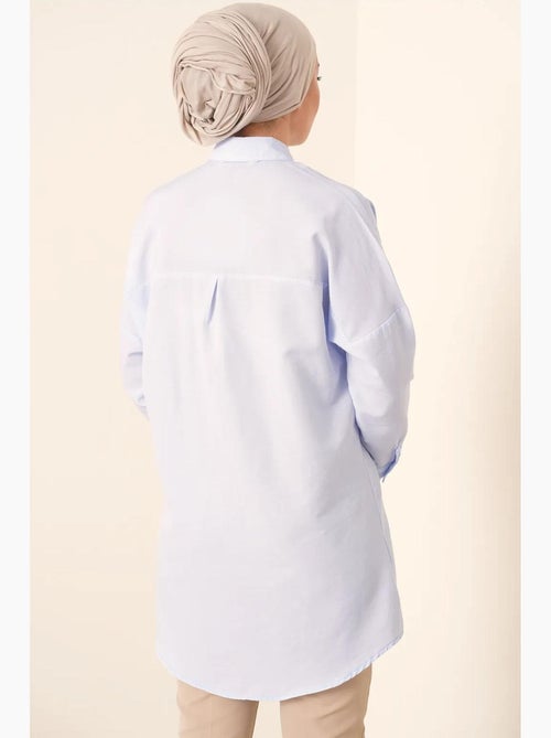 Camisa comprida de popelina com fecho de botões bdart - Kiabi Camisa comprida de popelina com fecho de botões bdart - Kiabi