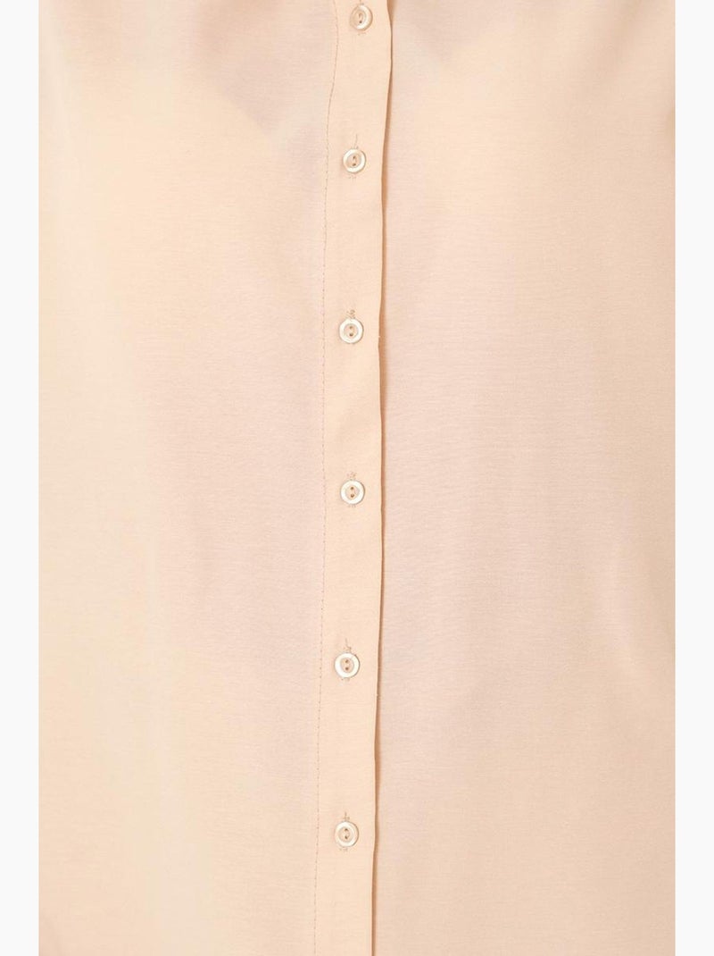 Camisa comprida de popelina com fecho de botões bdart Bege-argila - Kiabi