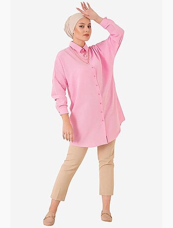 Camisa comprida de popelina com fecho de botões bdart