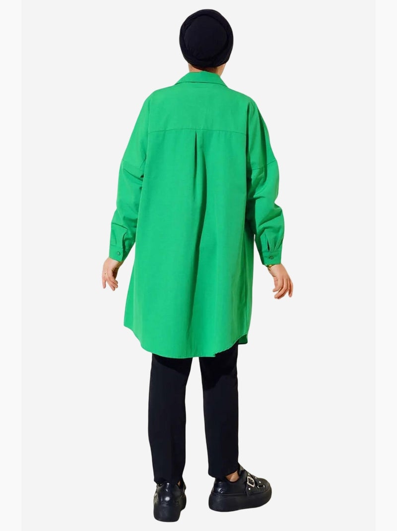 Camisa comprida de popelina com fecho de botões bdart Verde - Kiabi