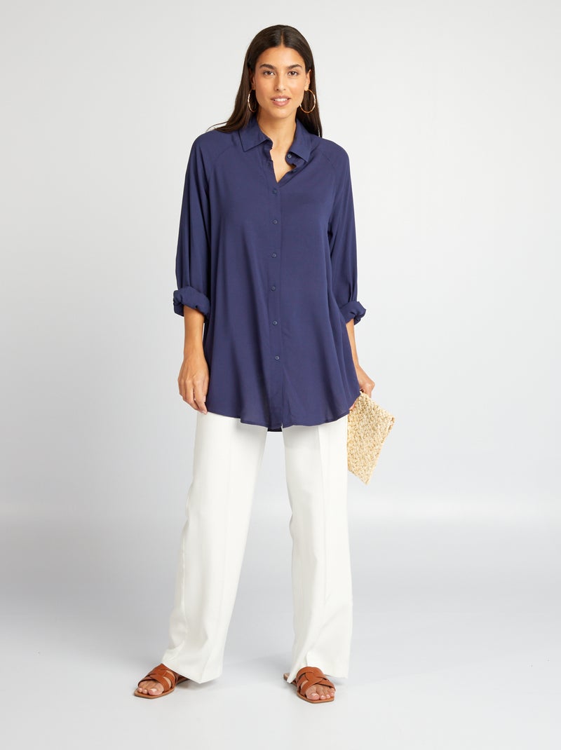 Camisa comprida e fluida AZUL - Kiabi