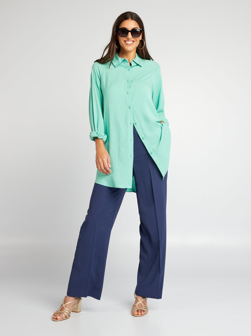 Camisa comprida e fluida AZUL - Kiabi
