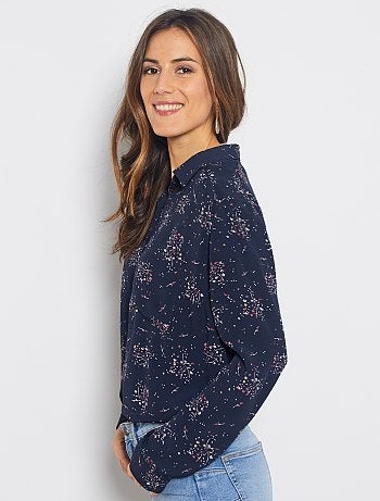 Camisa comprida e fluida estampada 'flores' - Kiabi