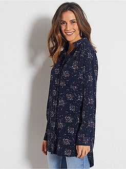 Camisa comprida e fluida estampada 'flores' - Kiabi