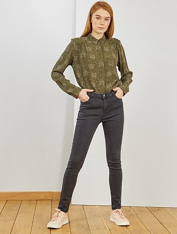 Camisa comprida e fluida estampada 'flores' - Kiabi