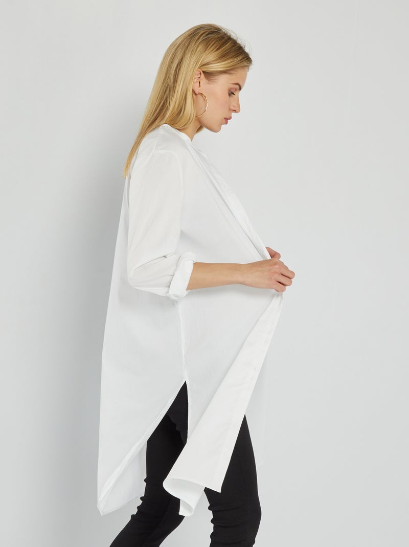 Camisa comprida em popelina BRANCO - Kiabi