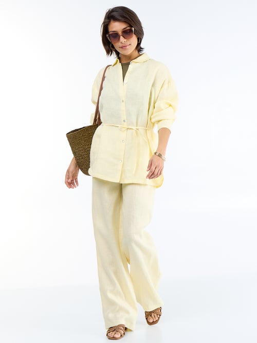 Camisa comprida lisa - Kiabi