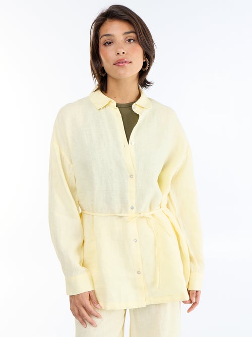 Camisa comprida lisa - Kiabi