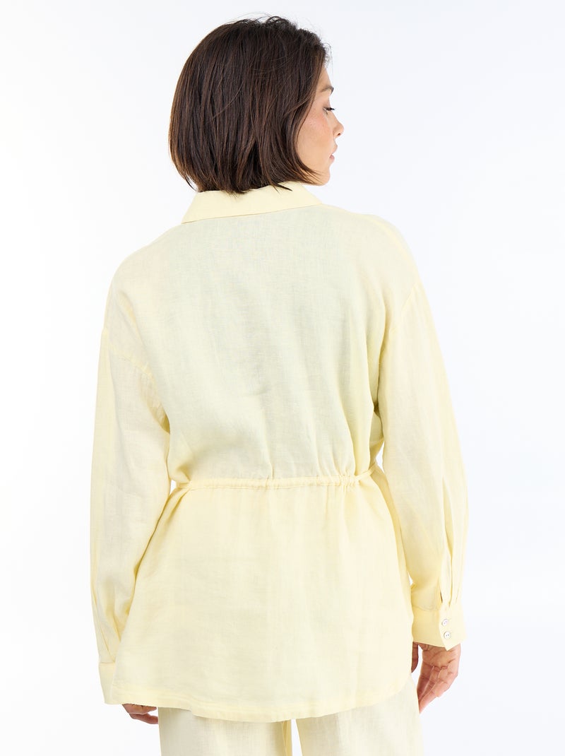 Camisa comprida lisa Amarelo - Kiabi
