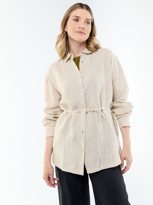 Camisa comprida lisa - Kiabi