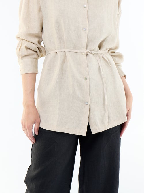Camisa comprida lisa - Kiabi