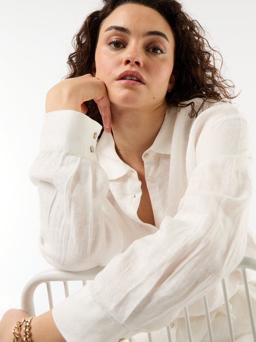 Camisa comprida lisa - Kiabi