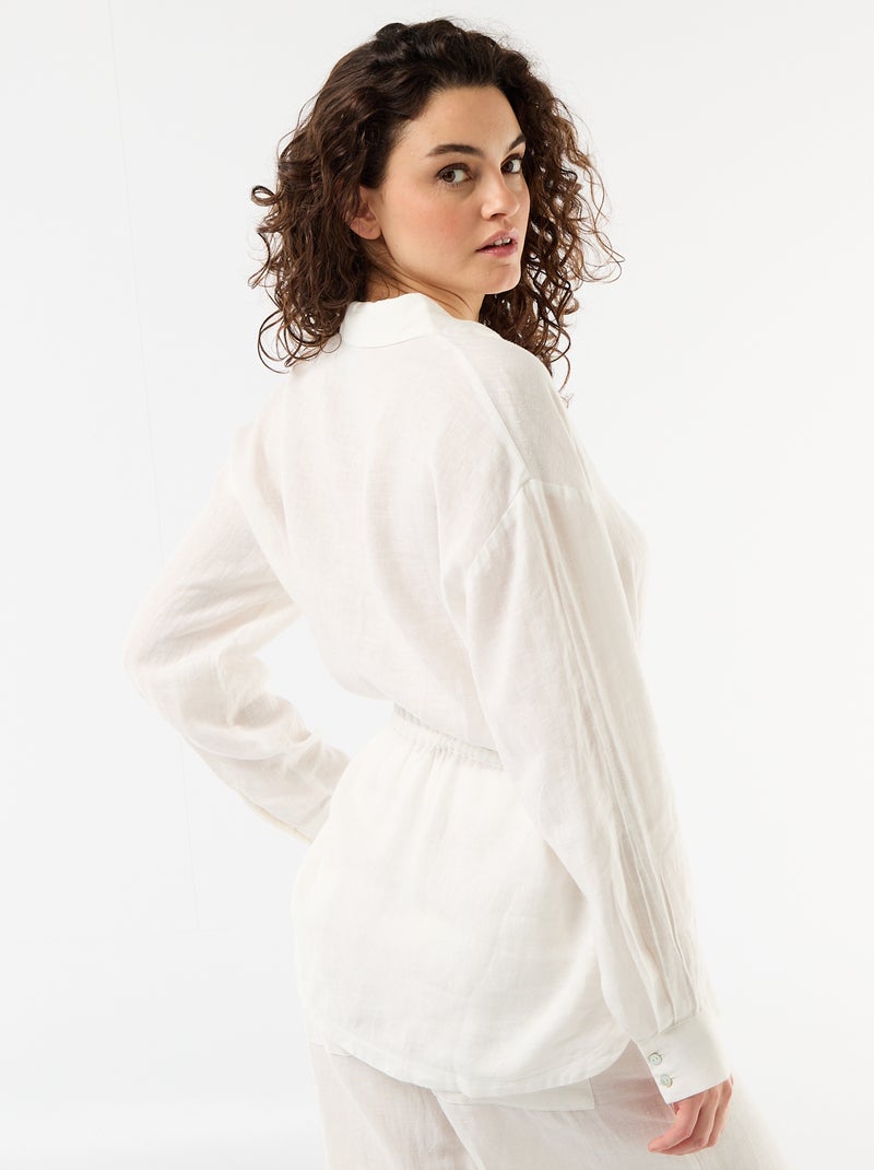 Camisa comprida lisa Branco - Kiabi