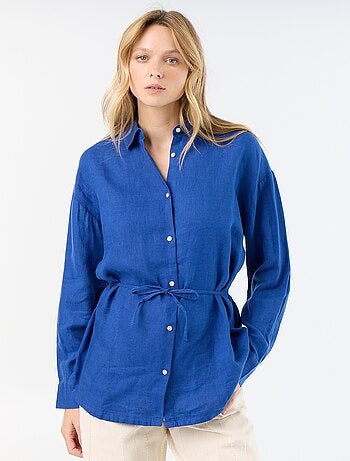 Camisa comprida lisa de linho