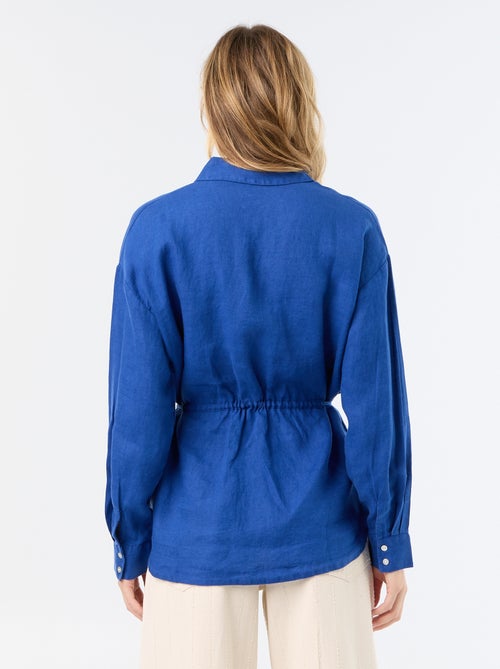 Camisa comprida lisa de linho - Kiabi