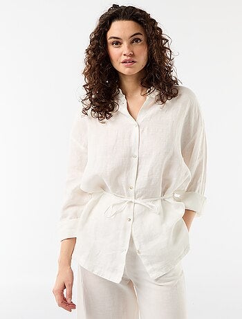 Camisa comprida lisa de linho