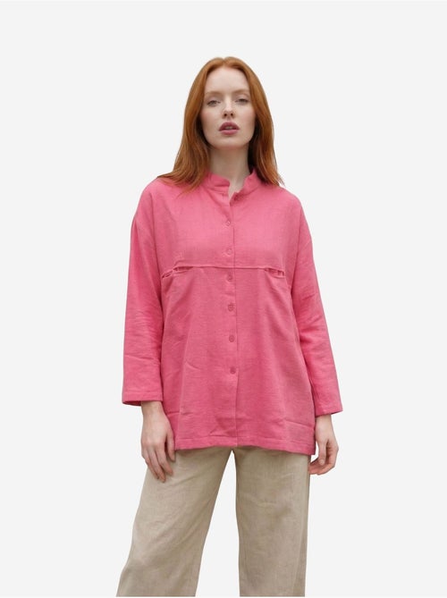 Camisa comprida oversized de mistura de linho com manga comprida my fashion - Kiabi