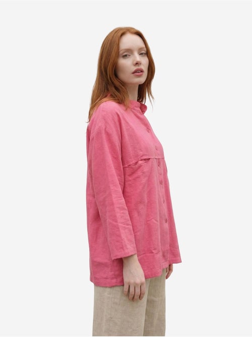 Camisa comprida oversized de mistura de linho com manga comprida my fashion - Kiabi