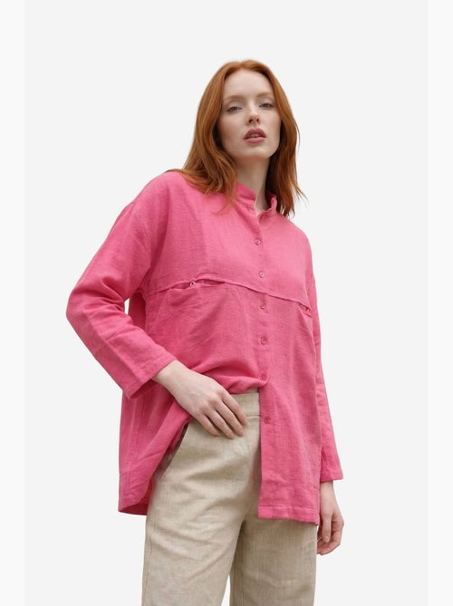 Camisa comprida oversized de mistura de linho com manga comprida my fashion - Kiabi