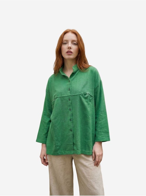 Camisa comprida oversized de mistura de linho com manga comprida my fashion - Kiabi