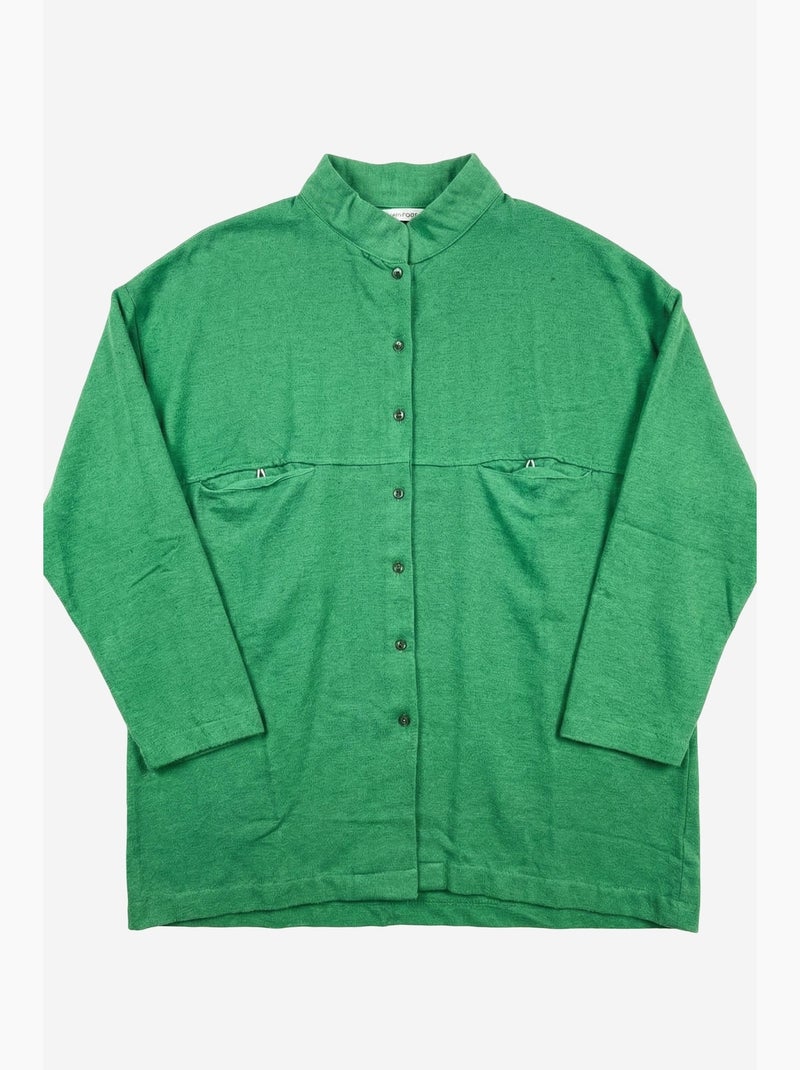 Camisa comprida oversized de mistura de linho com manga comprida my fashion Verde - Kiabi