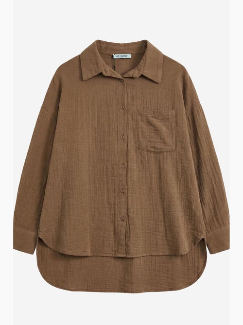 Camisa comprida oversized texturada com fecho de botões my fashion - Kiabi