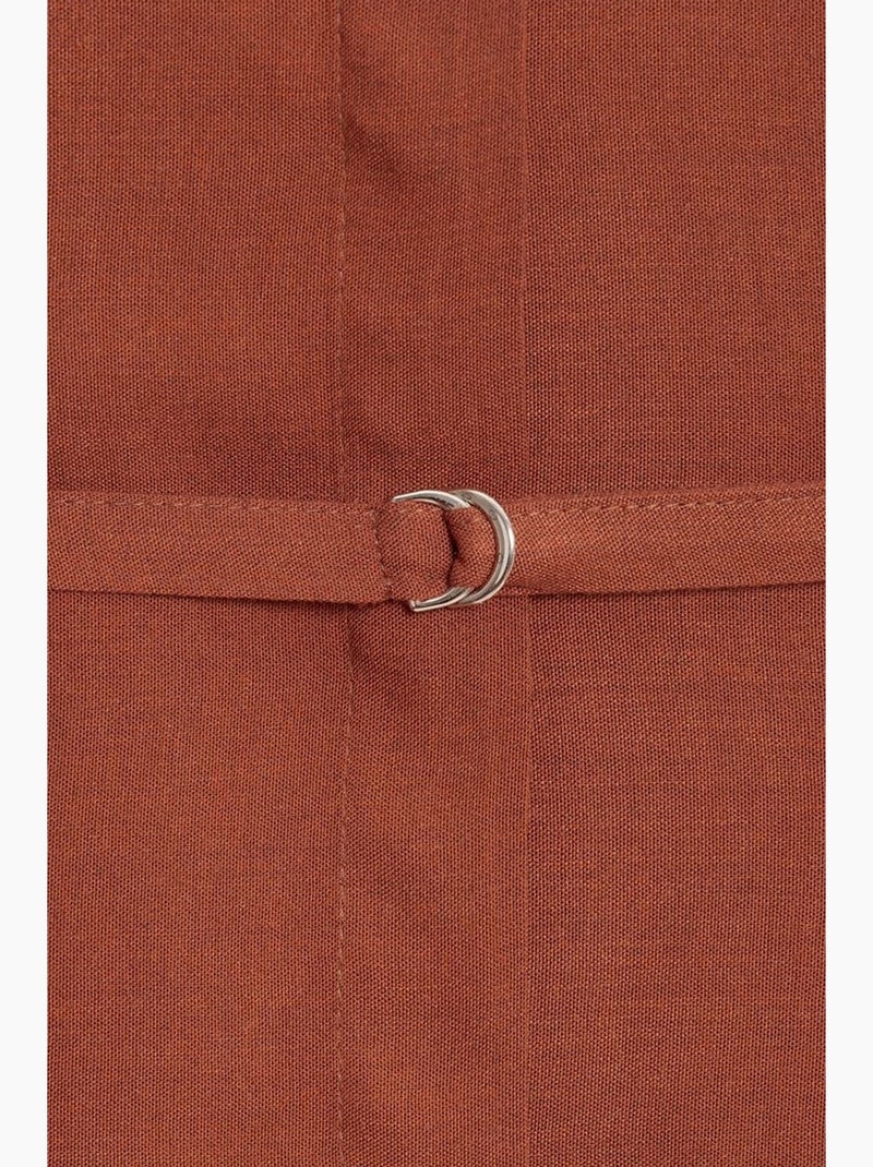Camisa comprida tecida com cinto dilvin Terracota - Kiabi