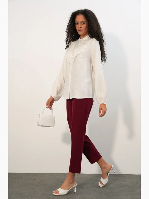 Camisa comprida tecida com gola mandarim bdart - Kiabi Camisa comprida tecida com gola mandarim bdart - Kiabi