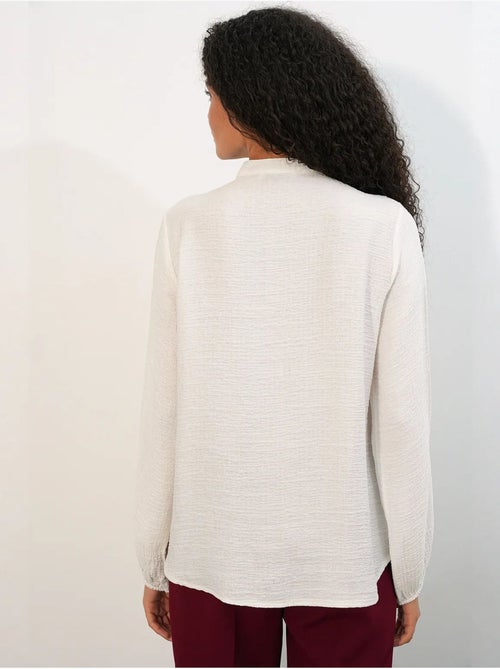 Camisa comprida tecida com gola mandarim bdart - Kiabi Camisa comprida tecida com gola mandarim bdart - Kiabi