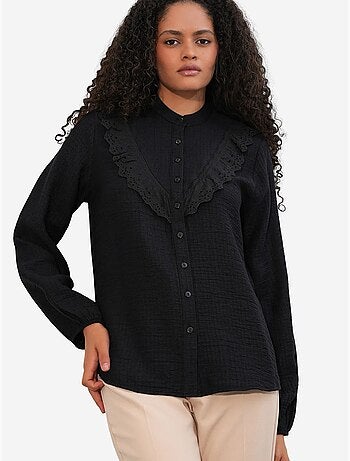 Camisa comprida tecida com gola mandarim bdart