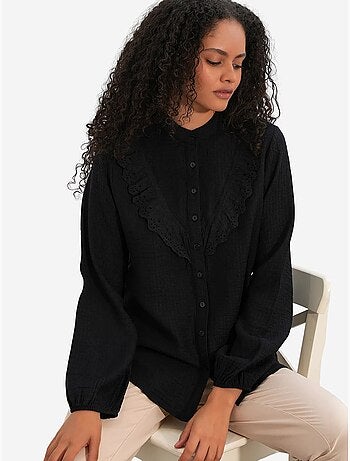 Camisa comprida tecida com gola mandarim bdart