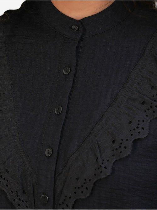 Camisa comprida tecida com gola mandarim bdart - Kiabi Camisa comprida tecida com gola mandarim bdart - Kiabi