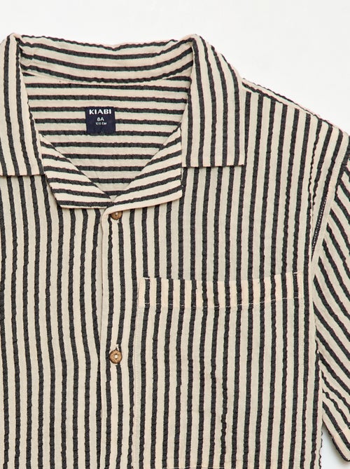 Camisa creponada de manga curta - Kiabi