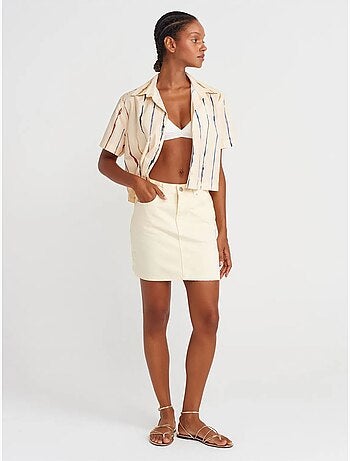 Camisa crop às riscas de mulher dilvin