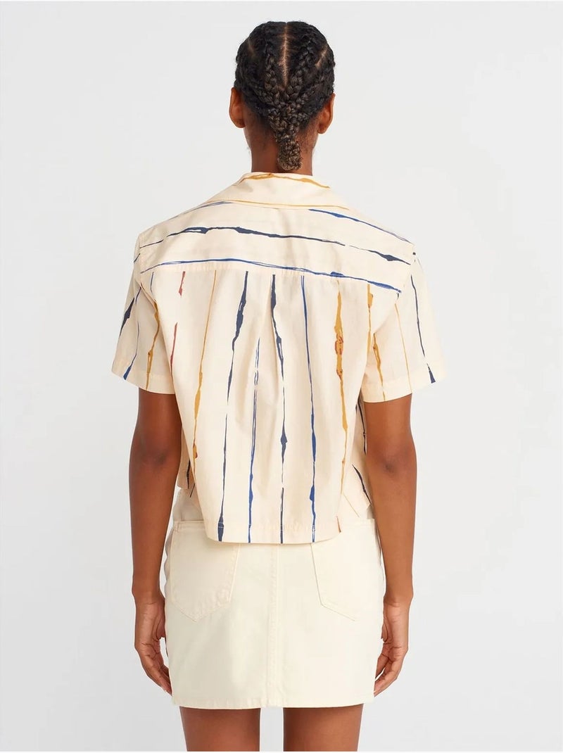 Camisa crop às riscas de mulher dilvin Multicolorido - Kiabi