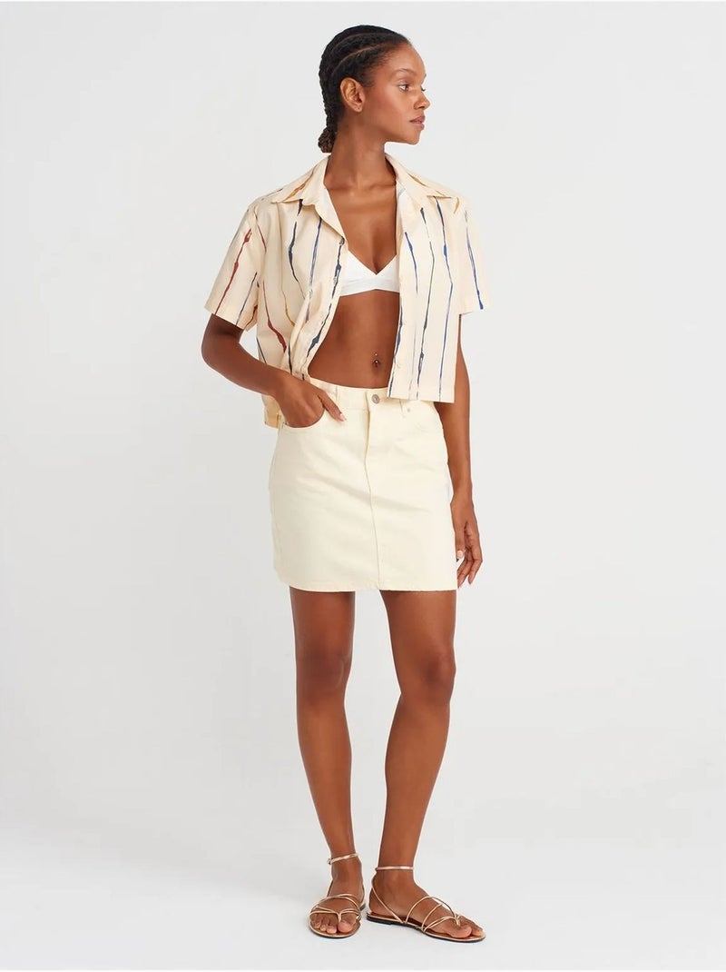 Camisa crop às riscas de mulher dilvin Multicolorido - Kiabi