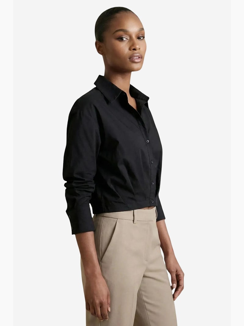 Camisa crop casual com botões my fashion Preto - Kiabi