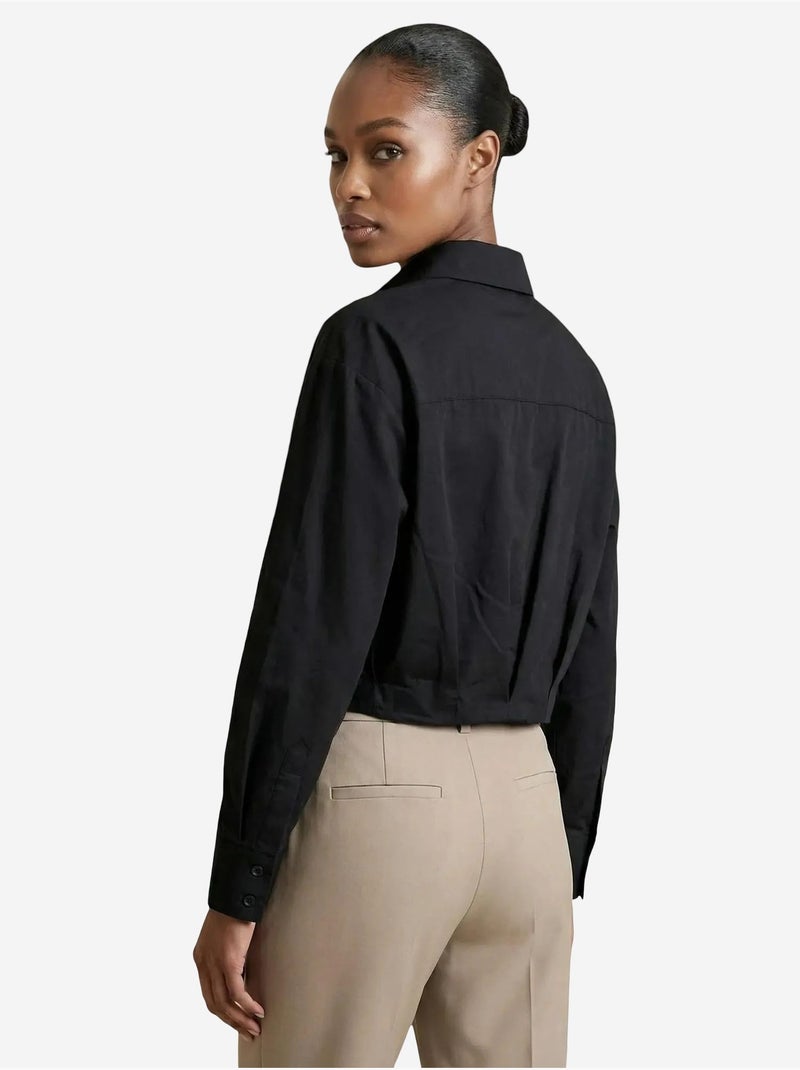 Camisa crop casual com botões my fashion Preto - Kiabi
